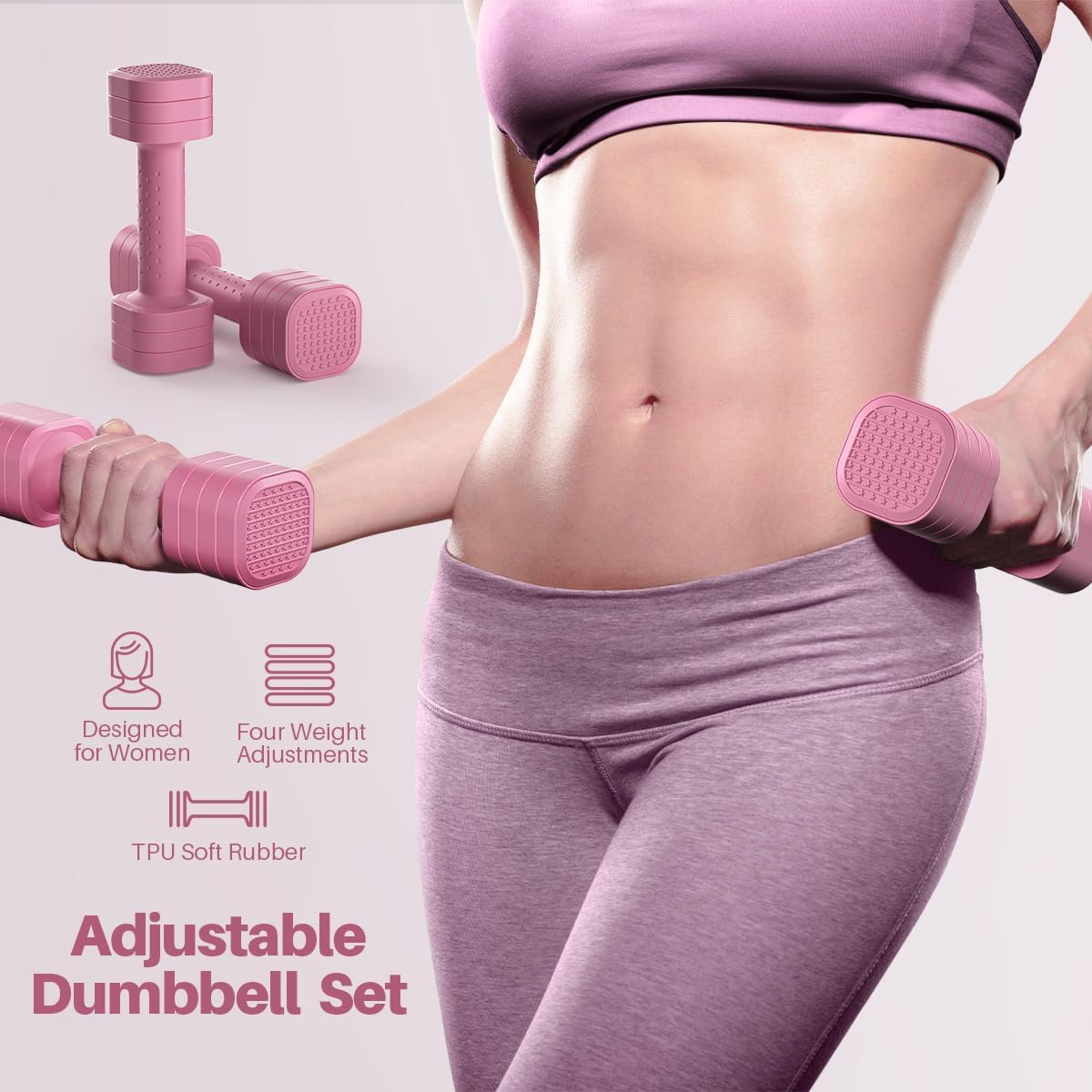 Zempox Adjustable Dumbbell Set, 2-Piece Set, 4-in-1 Women's Free Weight Dumbbell Set, 2 lbs 3 lbs 4 lbs 5 lbs Each
