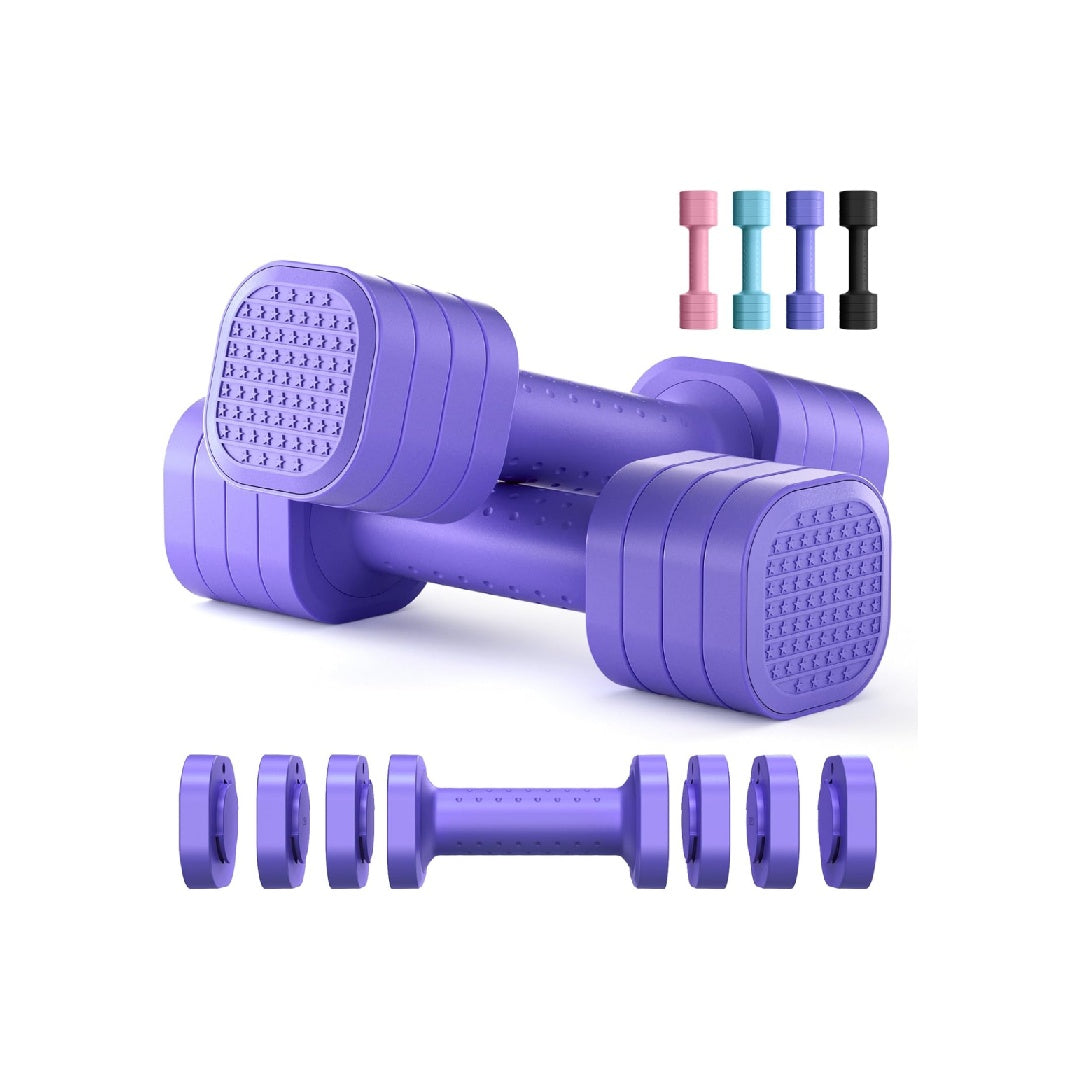Zempox Adjustable Dumbbell Set, 2-Piece Set, 4-in-1 Women's Free Weight Dumbbell Set, 2 lbs 3 lbs 4 lbs 5 lbs Each