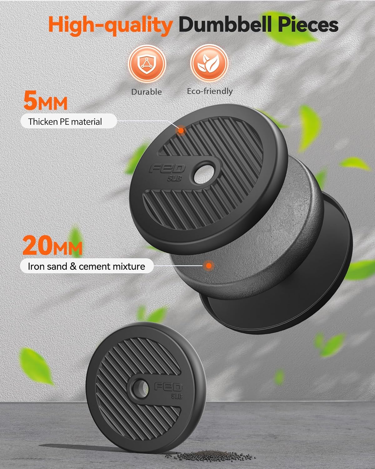 FEIERDUN Adjustable Dumbbells, 20/30/40/45/70/90 lb Free Weight Set with Connector