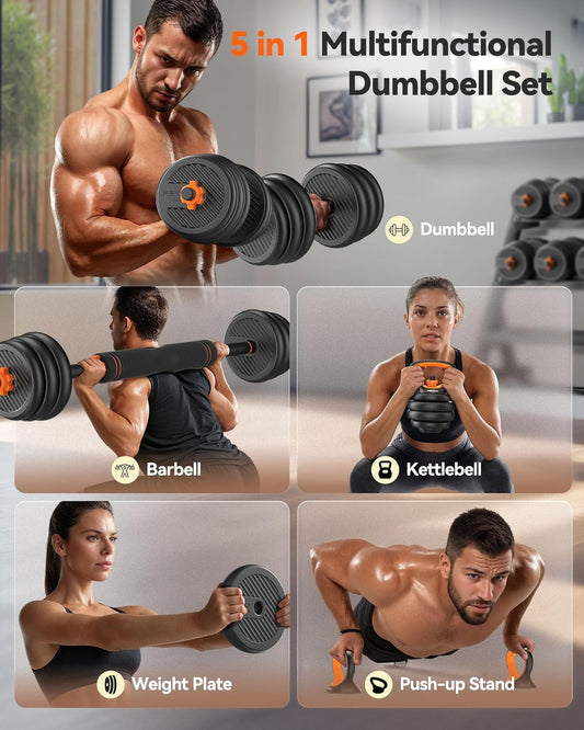 FEIERDUN Adjustable Dumbbells, 20/30/40/45/70/90 lb Free Weight Set with Connector